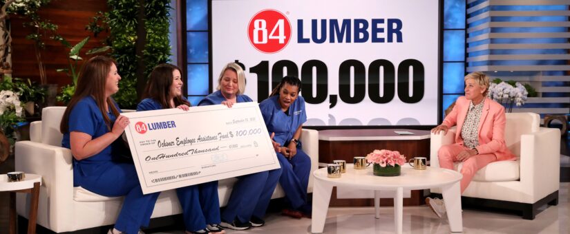 84 LUMBER DONATES $100,000 TO HURRICANE IDA RELIEF ON THE ELLEN DEGENERES SHOW