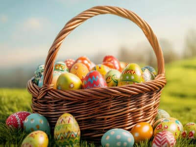 easter eggs in basket