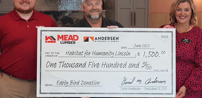 Mead Lumber and Andersen Windows Donate $12,000 to Habitat for Humanity