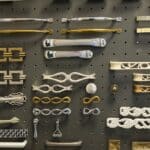 Variety,Of,Decorative,Cabinet,Hardware,And,Handles,On,Display,Board.