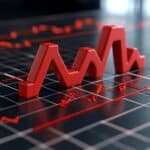 Recession indicators, economic downturn visualization, 3D illustration