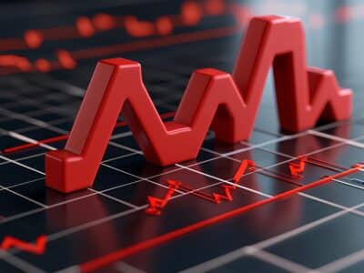 Recession indicators, economic downturn visualization, 3D illustration