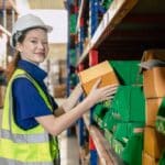 Yong,Teen,Women,Warehouse,Worker,Working,In,Warehouse,Cargo,Logistics